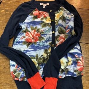 🌺Juicy Couture Navy Blue Tropical Print Cardigan size S